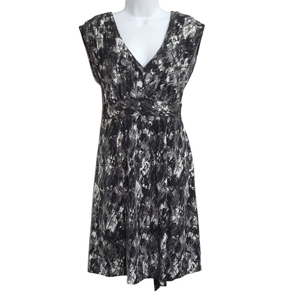 Vintage 90s Y2K Sleeveless Dress L Black Stretch Knit V Neck Babydoll Goth
